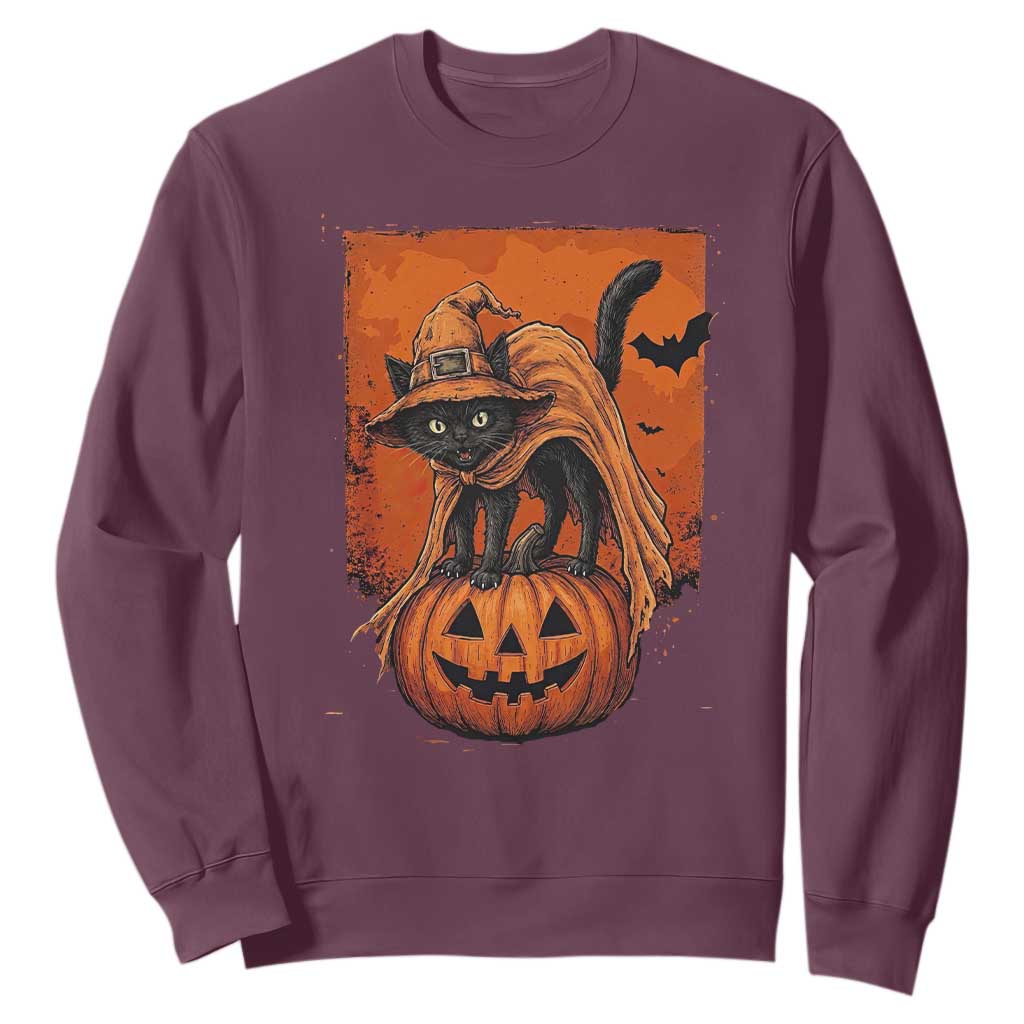 Spooky Halloween Black Cat Witch Sweatshirt Witchcraft Fantasy Gift
