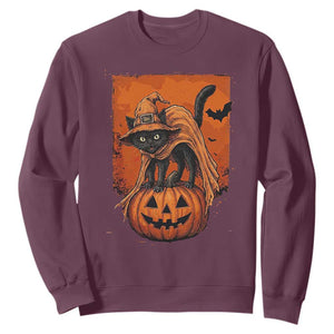 Spooky Halloween Black Cat Witch Sweatshirt Witchcraft Fantasy Gift