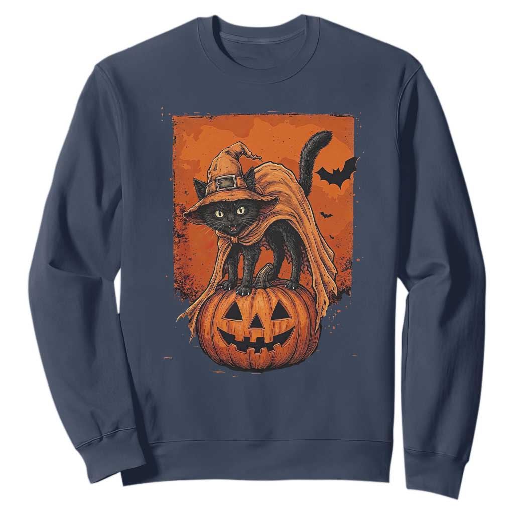 Spooky Halloween Black Cat Witch Sweatshirt Witchcraft Fantasy Gift