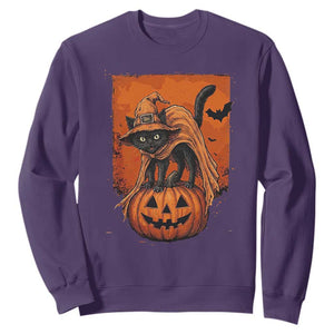 Spooky Halloween Black Cat Witch Sweatshirt Witchcraft Fantasy Gift