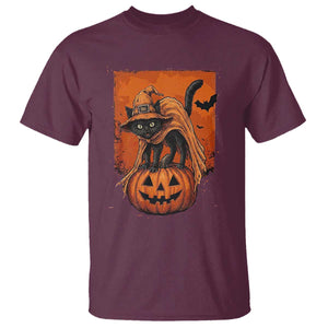 Spooky Halloween Black Cat Witch T Shirt Witchcraft Fantasy Gift