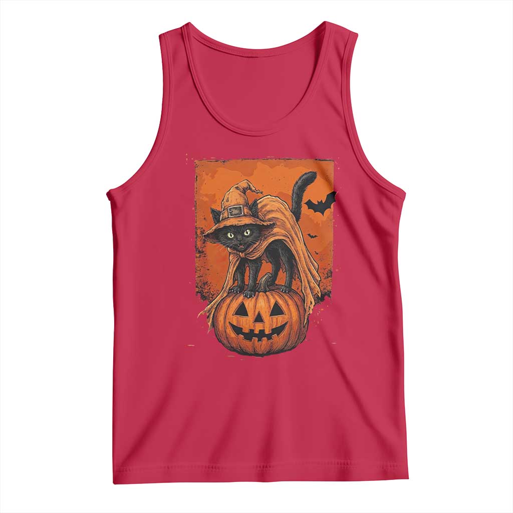 Spooky Halloween Black Cat Witch Tank Top Witchcraft Fantasy Gift
