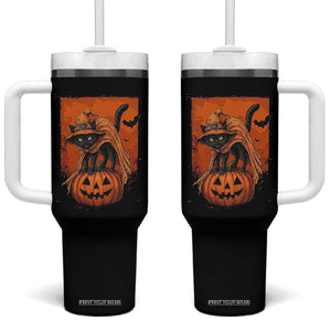 Spooky Halloween Black Cat Witch Tumbler With Handle Witchcraft Fantasy Gift