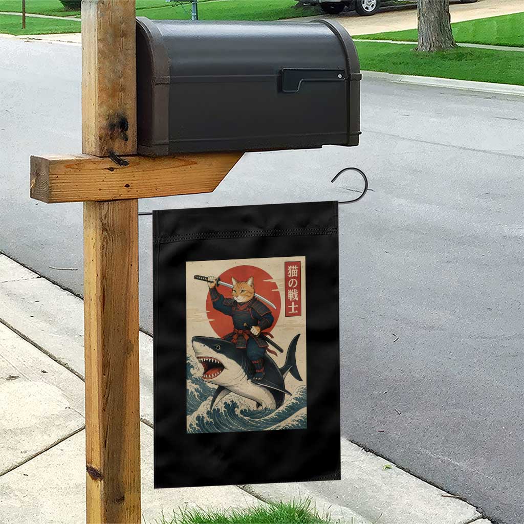 Funny Samurai Cat Riding Shark Garden Flag Vintage Japanese Ukiyoe TS12 Print Your Wear