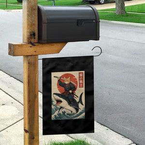 Funny Samurai Cat Riding Shark Garden Flag Vintage Japanese Ukiyoe TS12 Print Your Wear