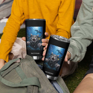 Funny Scuba Diving Cat Selfie With Hammerhead Shark Tumbler Cup TS12 Print Your Wear