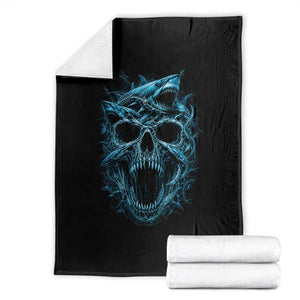 Vintage Great White Shark Skull Throw Blanket Deep Sea Horror Art TS12 Black Print Your Wear