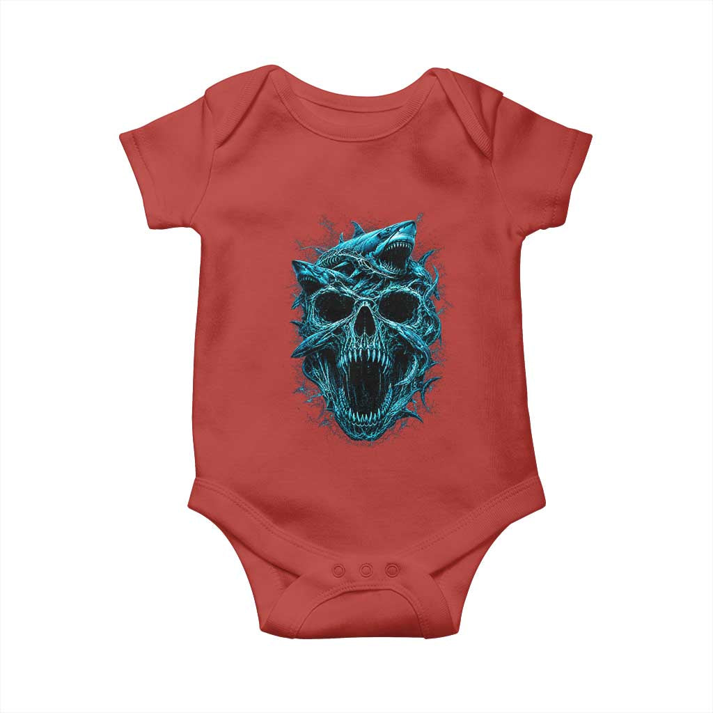 Vintage Great White Shark Skull Baby Onesie Deep Sea Horror Art TS12 Red Print Your Wear