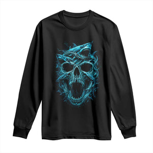 Vintage Great White Shark Skull Long Sleeve Shirt Deep Sea Horror Art TS12 Black Print Your Wear