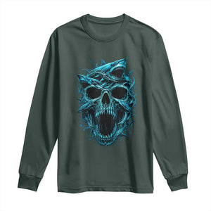 Vintage Great White Shark Skull Long Sleeve Shirt Deep Sea Horror Art TS12 Dark Forest Green Print Your Wear