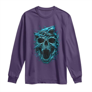 Vintage Great White Shark Skull Long Sleeve Shirt Deep Sea Horror Art TS12 Purple Print Your Wear