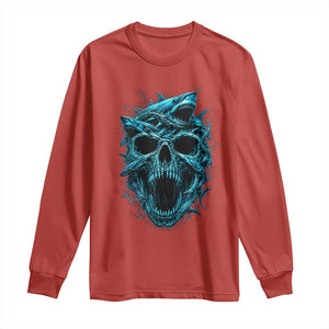 Vintage Great White Shark Skull Long Sleeve Shirt Deep Sea Horror Art TS12 Red Print Your Wear