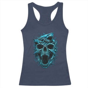 Vintage Great White Shark Skull Racerback Tank Top Deep Sea Horror Art TS12 Navy Print Your Wear