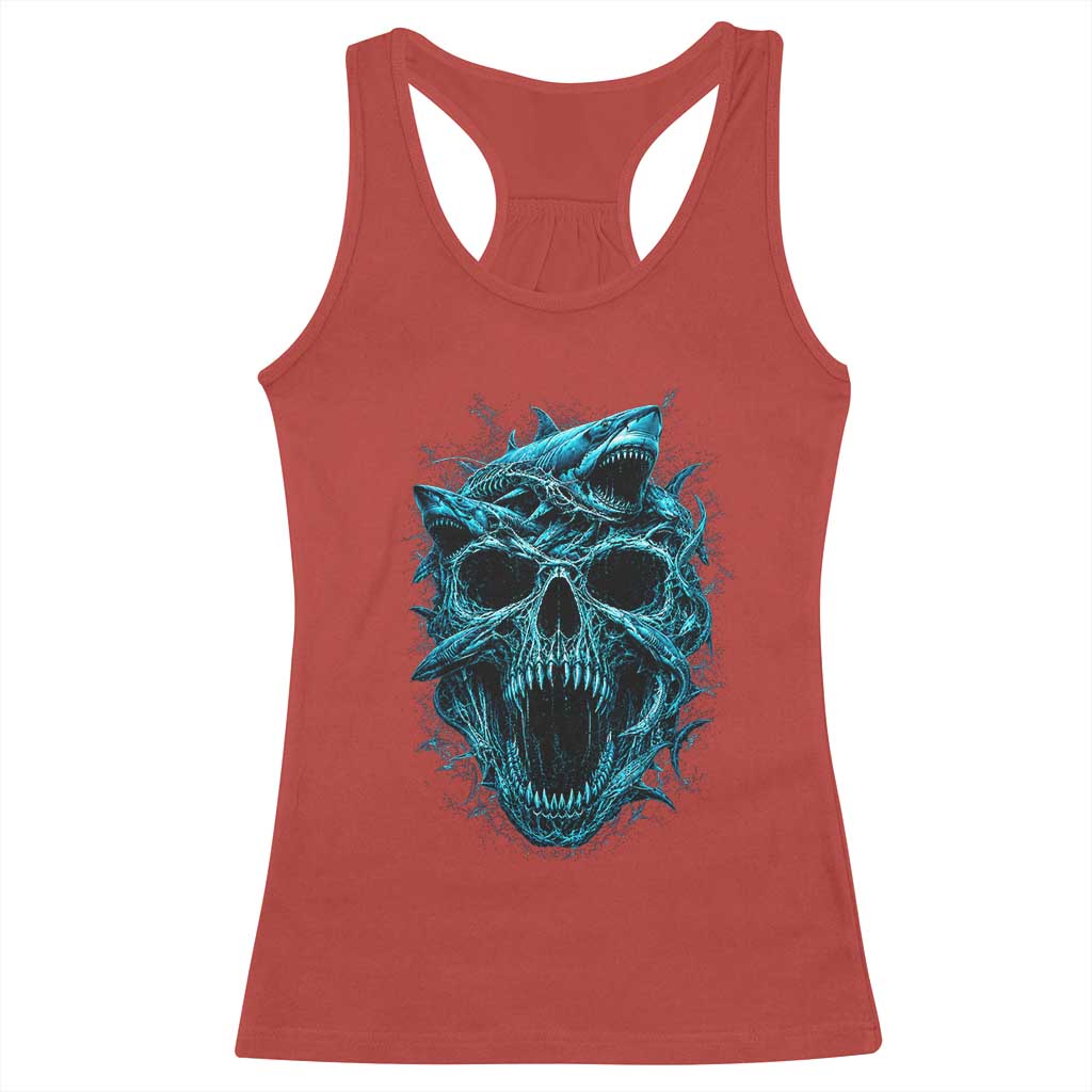Vintage Great White Shark Skull Racerback Tank Top Deep Sea Horror Art TS12 Red Print Your Wear