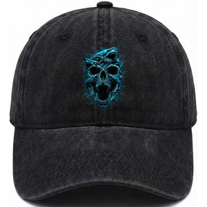 Vintage Great White Shark Skull Washed Cotton Baseball Cap Deep Sea Horror Art TS12 Print Your Wear