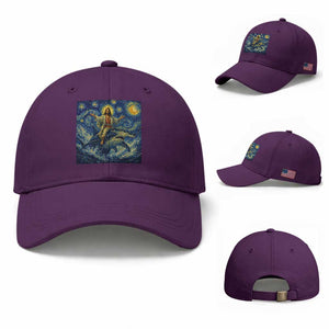Funny Christian Jesus Riding Hammerhead Shark Baseball Cap Starry Night Inspired Art TS12 Baseball Cap Universal Fit Purple Print Your Wear