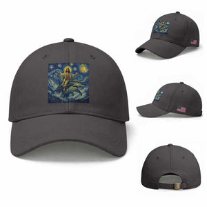 Funny Christian Jesus Riding Hammerhead Shark Baseball Cap Starry Night Inspired Art TS12 Baseball Cap Universal Fit Dark Gray Print Your Wear
