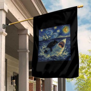 Funny Cat Biting Shark Starry Night Inspired Art Garden Flag TS12 Print Your Wear