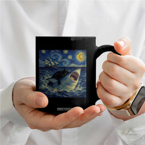 Funny Cat Biting Shark Starry Night Inspired Art Coffee Mug TS12 Print Your Wear