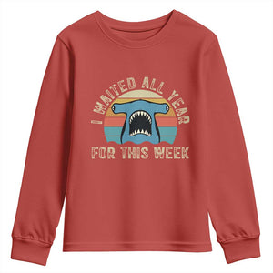 Hammerhead Shark Youth Sweatshirt I Waited All Year For This Week Ocean Lover TS12 Red Print Your Wear