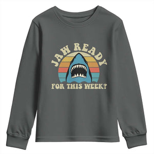 Jaw Ready For This Youth Sweatshirt Vintage Shark Lover Ocean Wildlife TS12 Dark Heather Print Your Wear