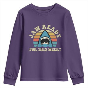 Jaw Ready For This Youth Sweatshirt Vintage Shark Lover Ocean Wildlife TS12 Purple Print Your Wear