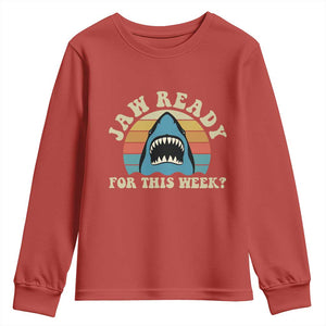 Jaw Ready For This Youth Sweatshirt Vintage Shark Lover Ocean Wildlife TS12 Red Print Your Wear