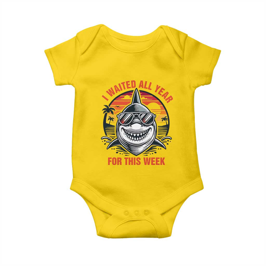Funny Shark Summer Vacation Baby Onesie I Waited All Year For This Week TS12 Daisy Print Your Wear