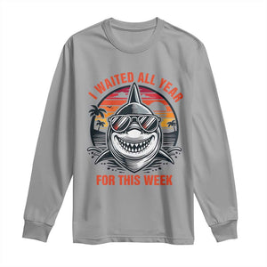 Funny Shark Summer Vacation Long Sleeve Shirt I Waited All Year For This Week TS12 Sport Gray Print Your Wear