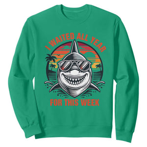 Funny Shark Summer Vacation Sweatshirt I Waited All Year For This Week TS12 Irish Green Print Your Wear