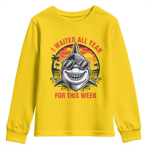 Funny Shark Summer Vacation Youth Sweatshirt I Waited All Year For This Week TS12 Daisy Print Your Wear