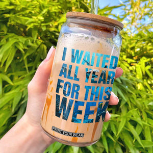 Shark Lover Week Gift Glass Can I Waited All Year For This Week TS12 Black Print Your Wear