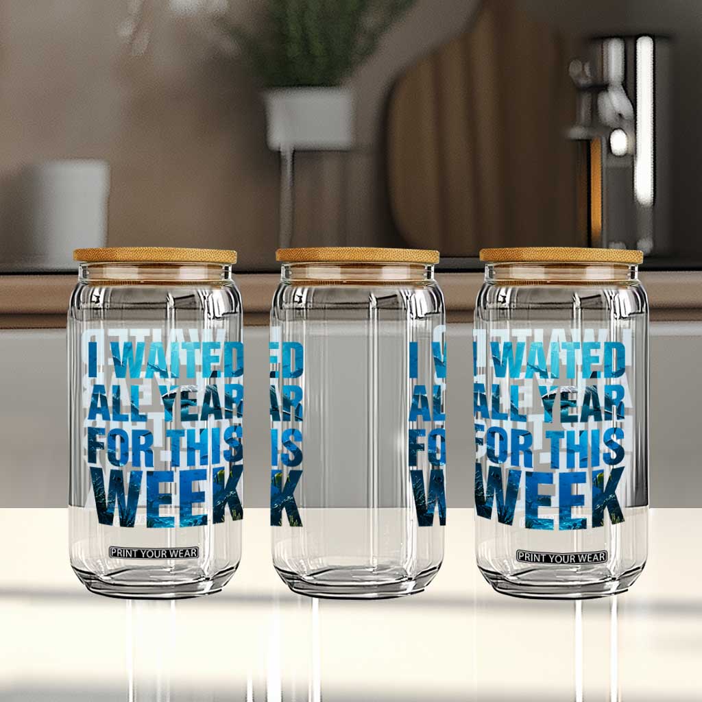 Shark Lover Week Gift Glass Can I Waited All Year For This Week TS12 Print Your Wear