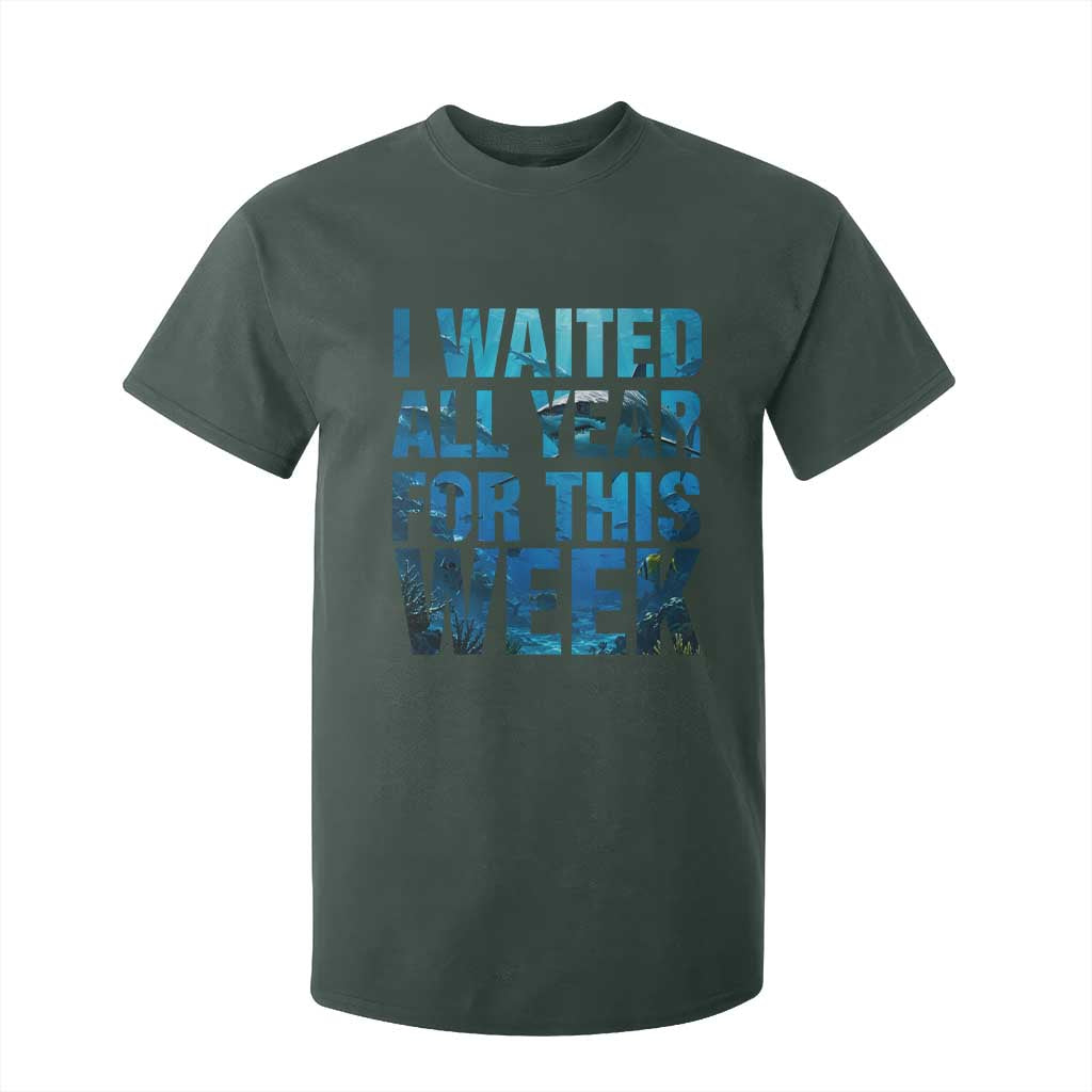 Shark Lover Week Gift T Shirt For Kid I Waited All Year For This Week TS12 Dark Forest Green Print Your Wear