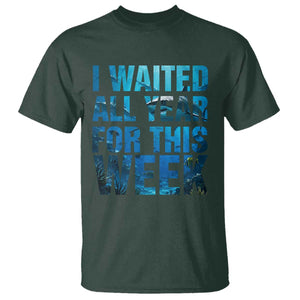 Shark Lover Week Gift T Shirt I Waited All Year For This Week TS12 Dark Forest Green Print Your Wear