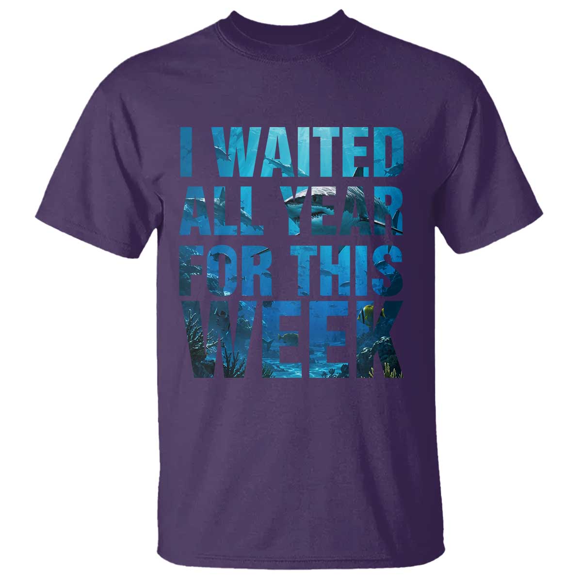 Shark Lover Week Gift T Shirt I Waited All Year For This Week TS12 Purple Print Your Wear