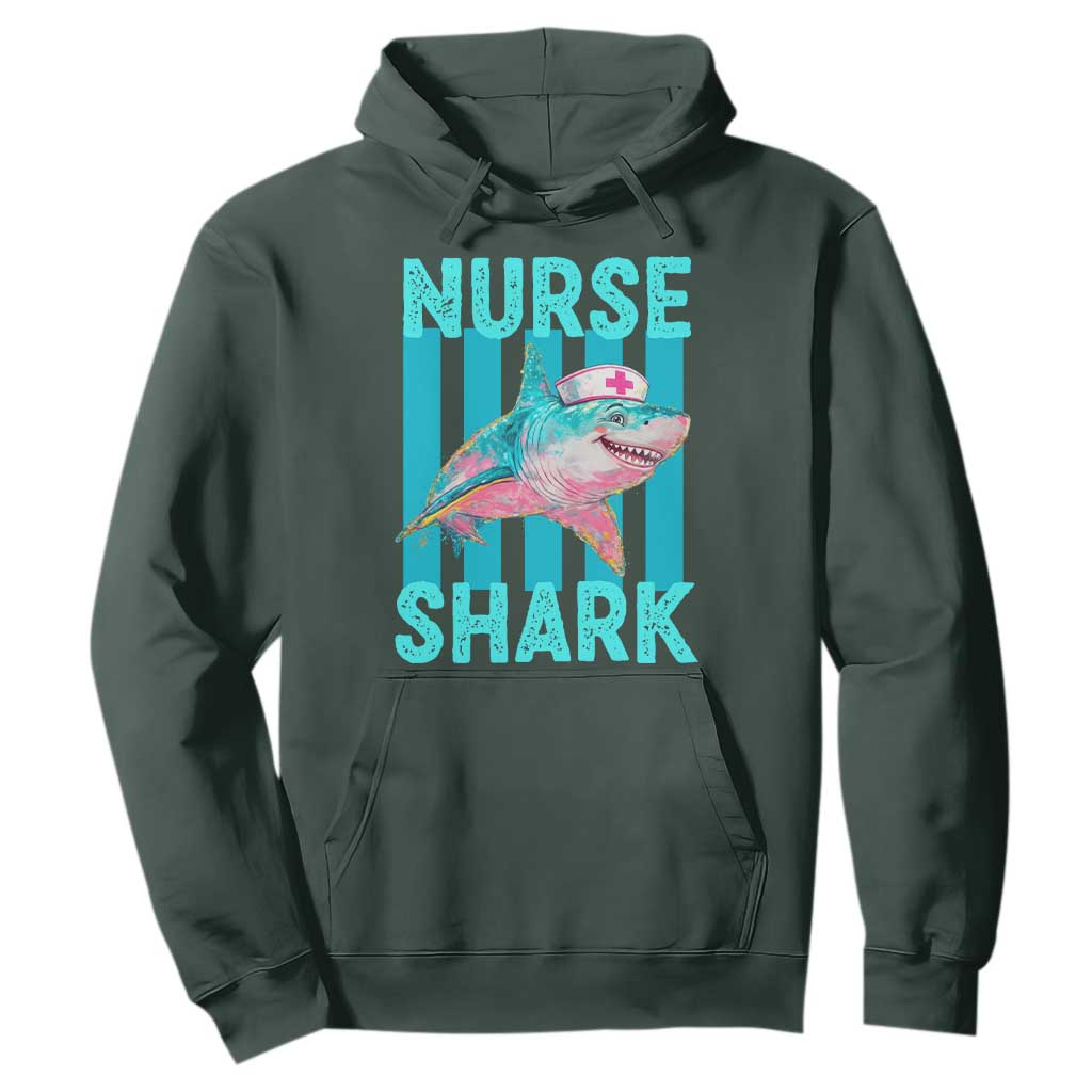 Funny Nurse Shark Hoodie Medical Worker Appreciation Gift TS12 Dark Forest Green Print Your Wear