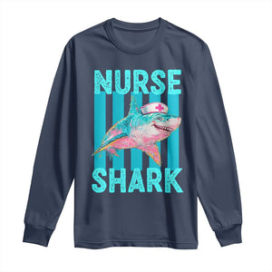 Funny Nurse Shark Long Sleeve Shirt Medical Worker Appreciation Gift TS12 Navy Print Your Wear
