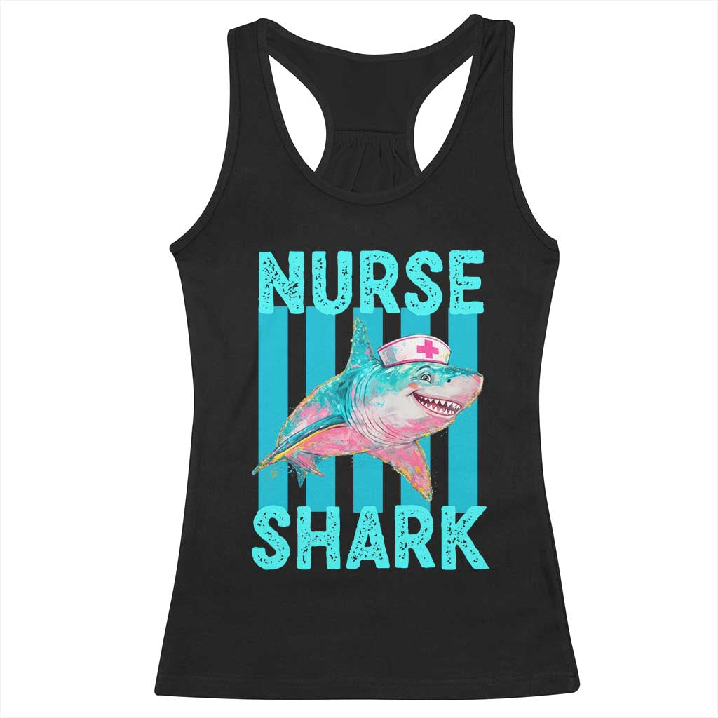 Funny Nurse Shark Racerback Tank Top Medical Worker Appreciation Gift TS12 Black Print Your Wear