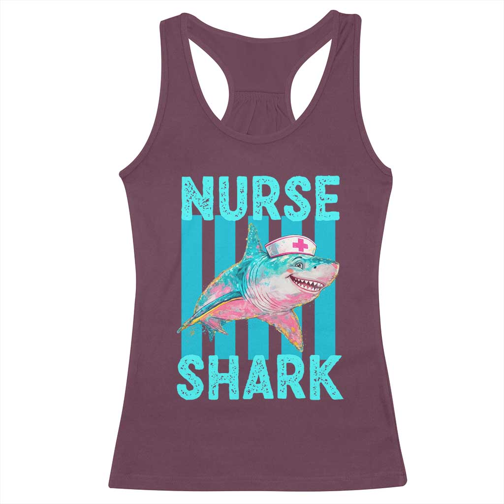 Funny Nurse Shark Racerback Tank Top Medical Worker Appreciation Gift TS12 Maroon Print Your Wear