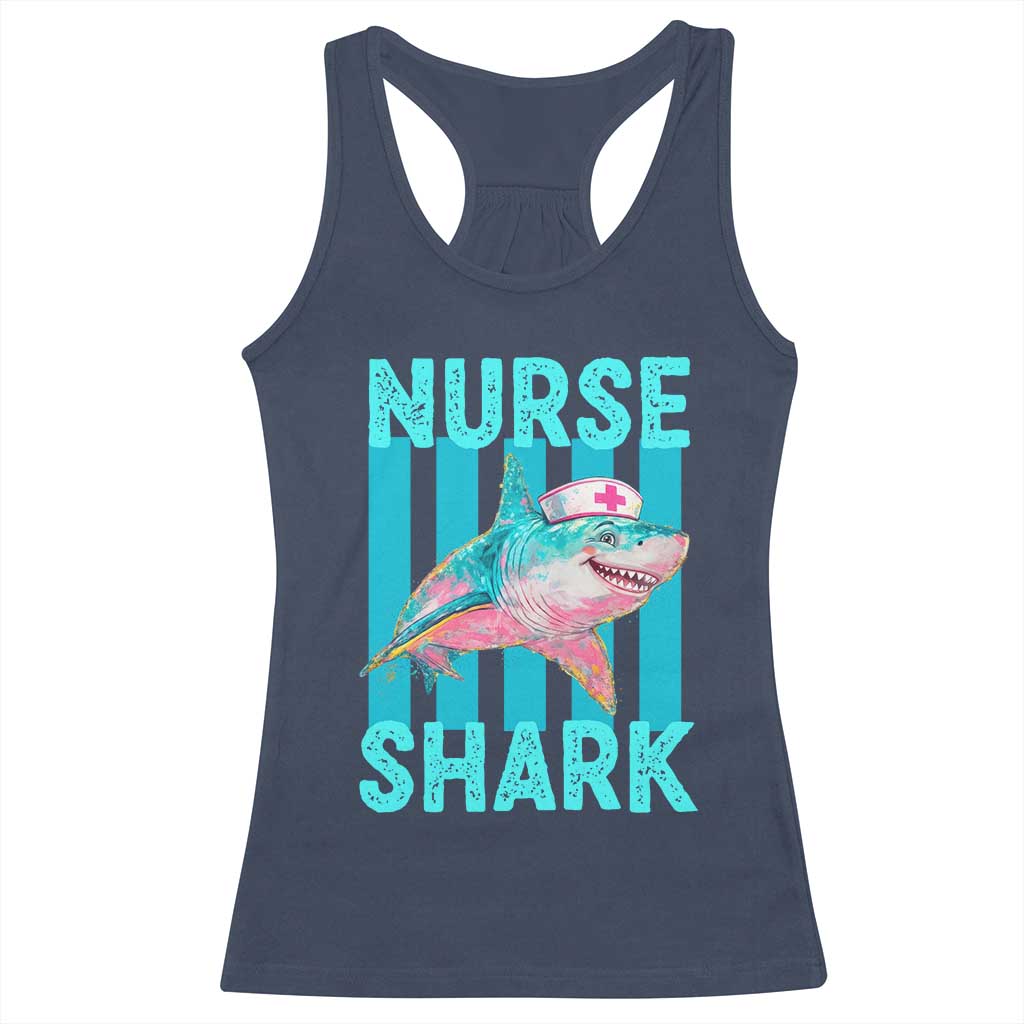 Funny Nurse Shark Racerback Tank Top Medical Worker Appreciation Gift TS12 Navy Print Your Wear