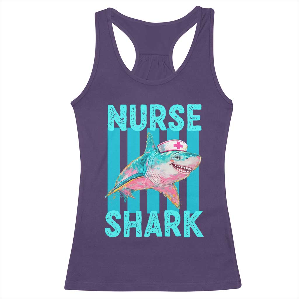 Funny Nurse Shark Racerback Tank Top Medical Worker Appreciation Gift TS12 Purple Print Your Wear