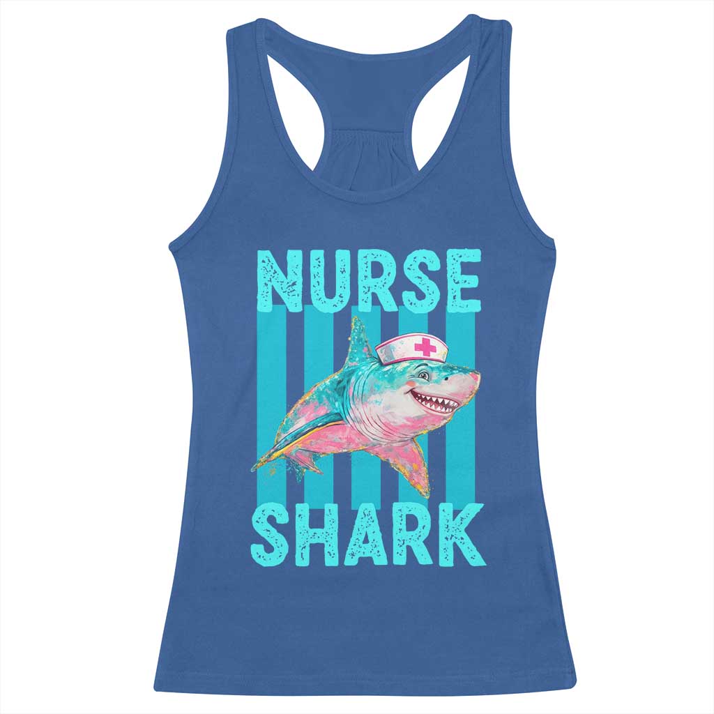 Funny Nurse Shark Racerback Tank Top Medical Worker Appreciation Gift TS12 Royal Blue Print Your Wear