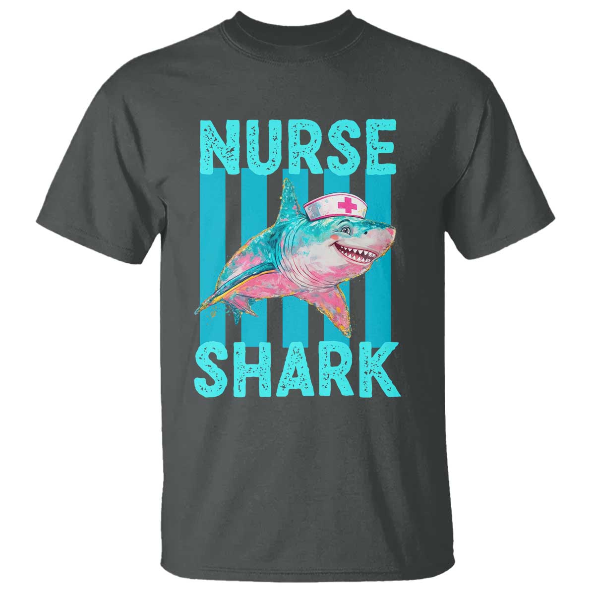 Funny Nurse Shark T Shirt Medical Worker Appreciation Gift TS12 Dark Heather Print Your Wear