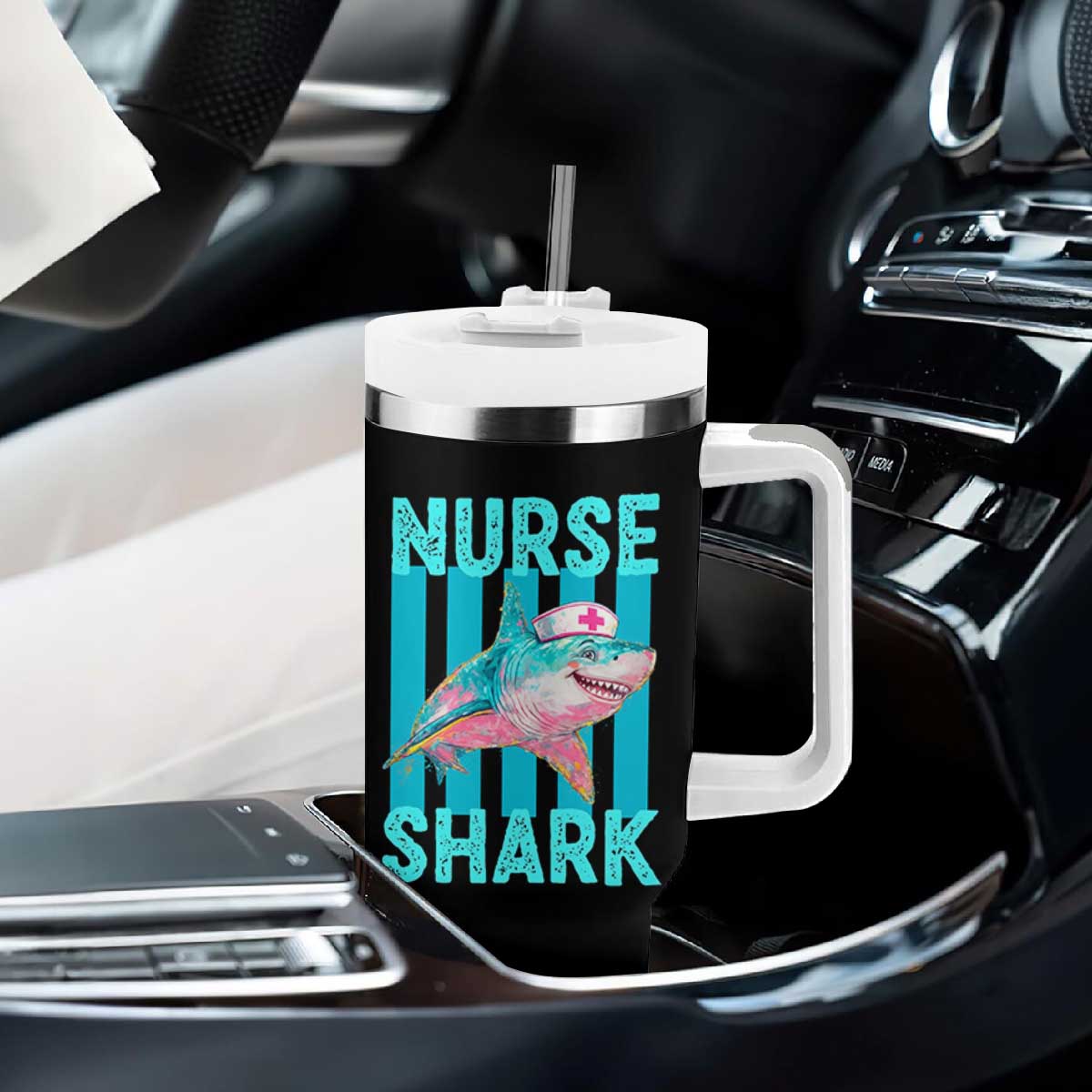 Funny Nurse Shark Tumbler With Handle Medical Worker Appreciation Gift TS12 Print Your Wear