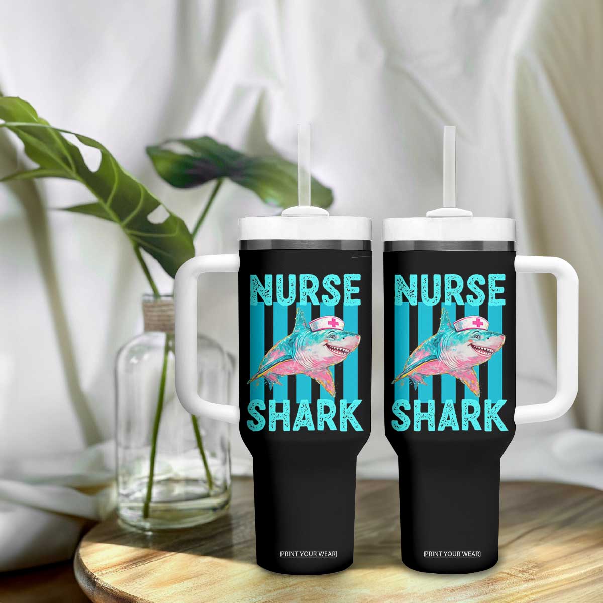 Funny Nurse Shark Tumbler With Handle Medical Worker Appreciation Gift TS12 Print Your Wear