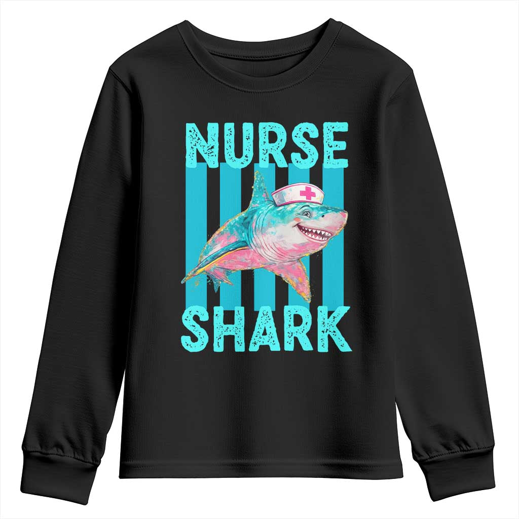 Funny Nurse Shark Youth Sweatshirt Medical Worker Appreciation Gift TS12 Black Print Your Wear