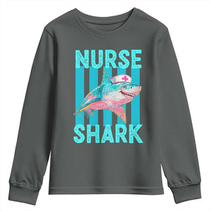 Funny Nurse Shark Youth Sweatshirt Medical Worker Appreciation Gift TS12 Dark Heather Print Your Wear