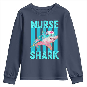 Funny Nurse Shark Youth Sweatshirt Medical Worker Appreciation Gift TS12 Navy Print Your Wear