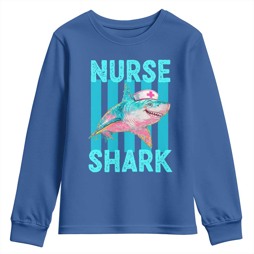 Funny Nurse Shark Youth Sweatshirt Medical Worker Appreciation Gift TS12 Royal Blue Print Your Wear